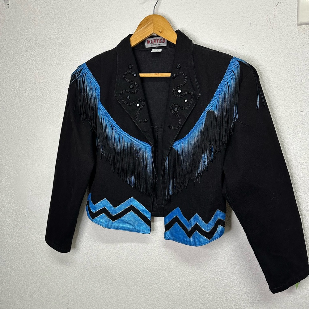 Vintage Western Cowgirl Black Blue Jacket